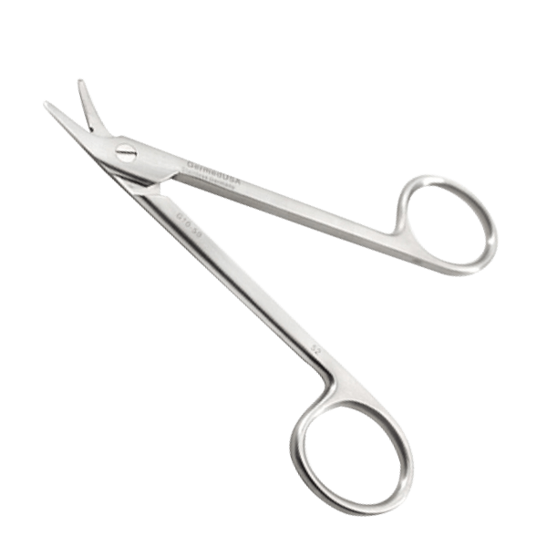 Wire Cutting Scissors 4 3/4" Angled One Serrated Blade
